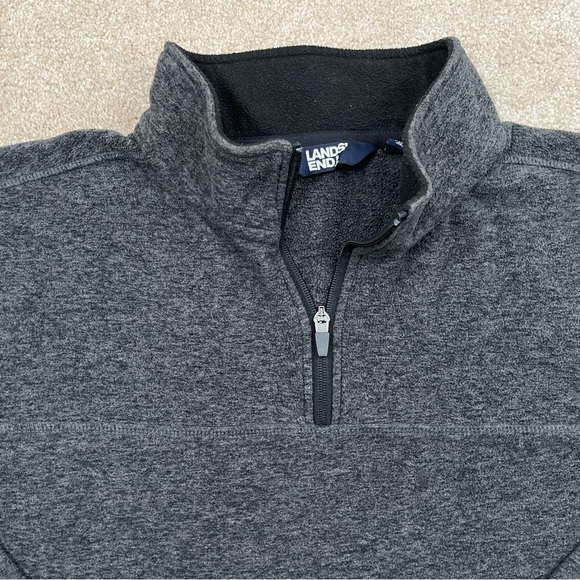 Lands End Sweater Adult Extra Large Gray Quarter Zip Fleece Pullover Outdoor Men - Picture 3 of 13